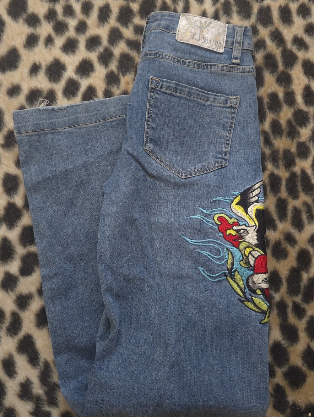 Vintage Y2K Don Ed Hardy Tattoo Embroidered Jeans Gothic Spellout